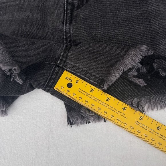 KanCan‎ Womens Frayed Hem Black Denim Shorts Faded Shark Bite Size 11/29 - Picture 9 of 10